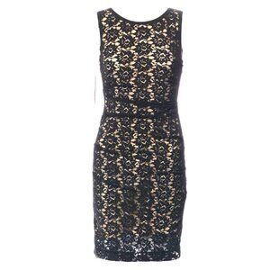 NWT NICOLE MILLER Nylon Lace Black/Nude Mini Dress size 6